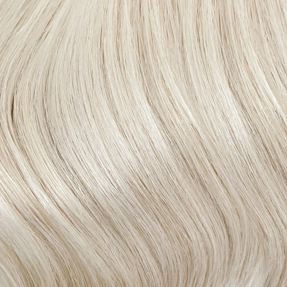 Sample Swatch - Pearl Blonde #1003 showing smooth, silky light blonde hair texture with natural shine and soft waves