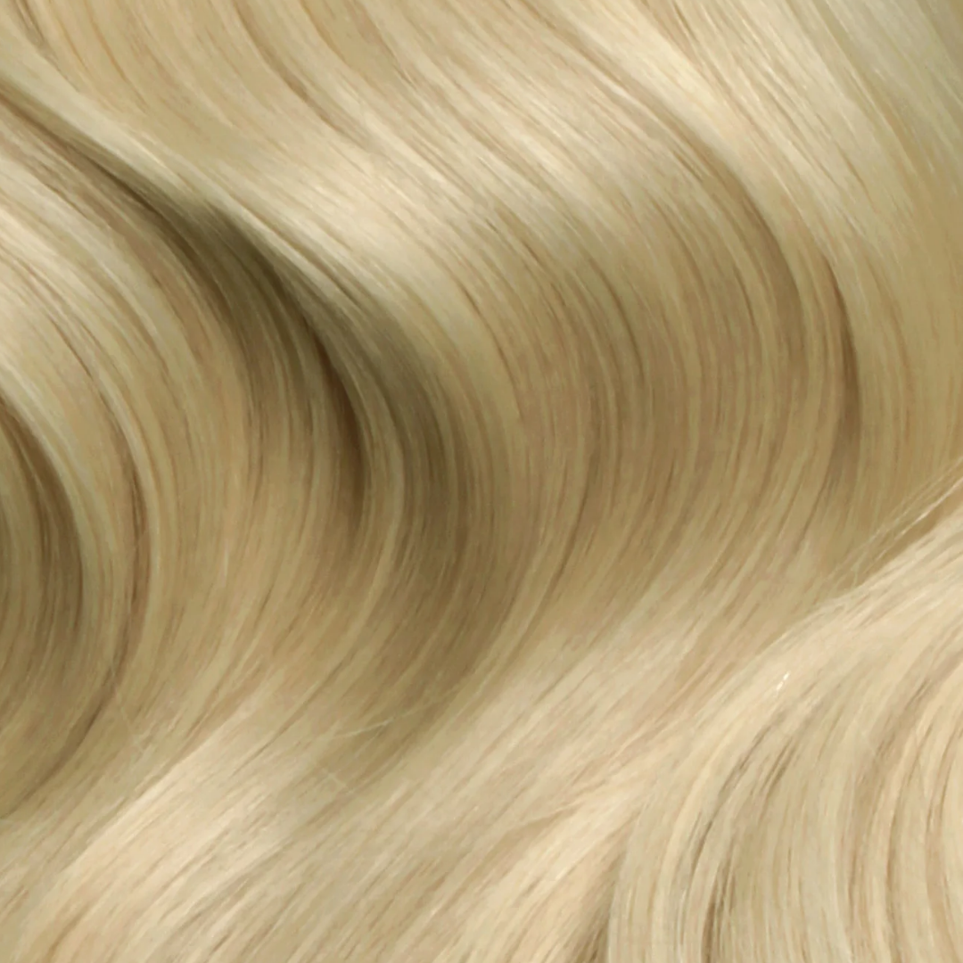Sample Swatch - Goldilocks #22A showing smooth, shiny, natural-looking blonde hair texture and color strands