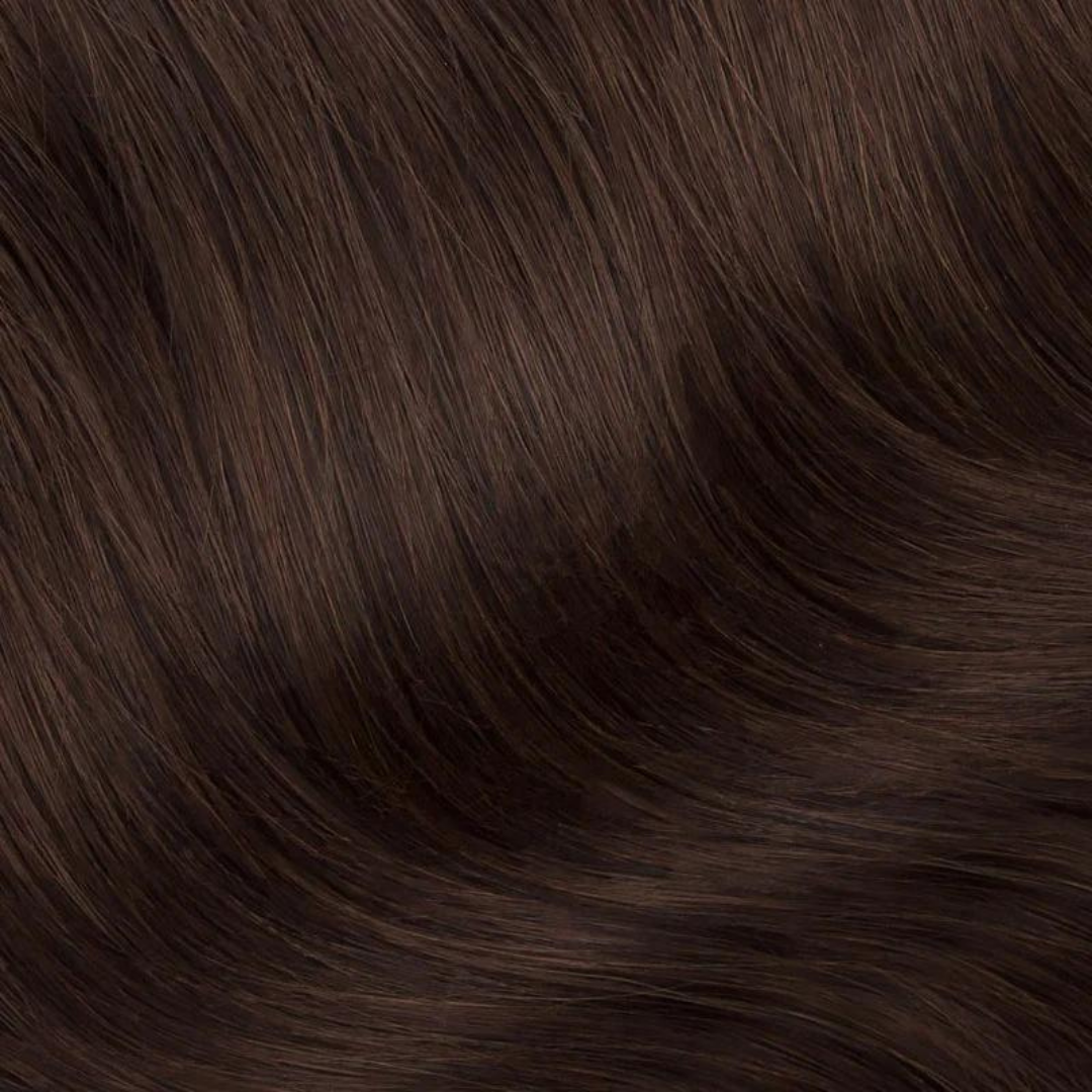 Sample Swatch - Dark brown #2D showing a smooth, rich dark brown hair color with natural shine and texture