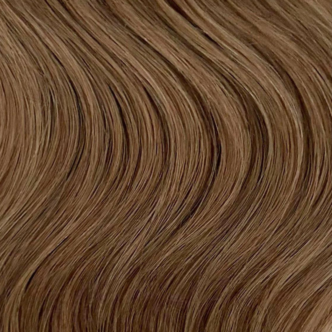 Extra Hair Extension Piece - Chestnut Brown #6 showing smooth wavy hair texture with natural medium brown tones.