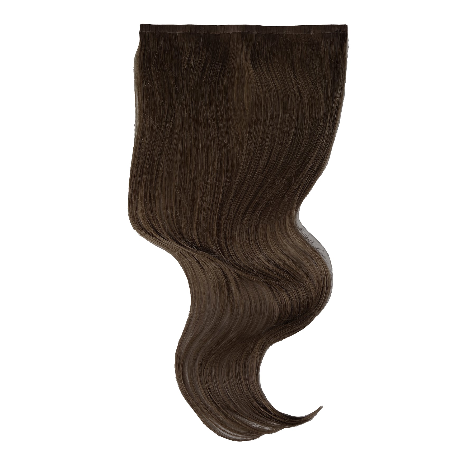 Extra Piece Deep Chocolate #2D smooth, wavy hair extension piece with rich deep chocolate shade and natural shine
