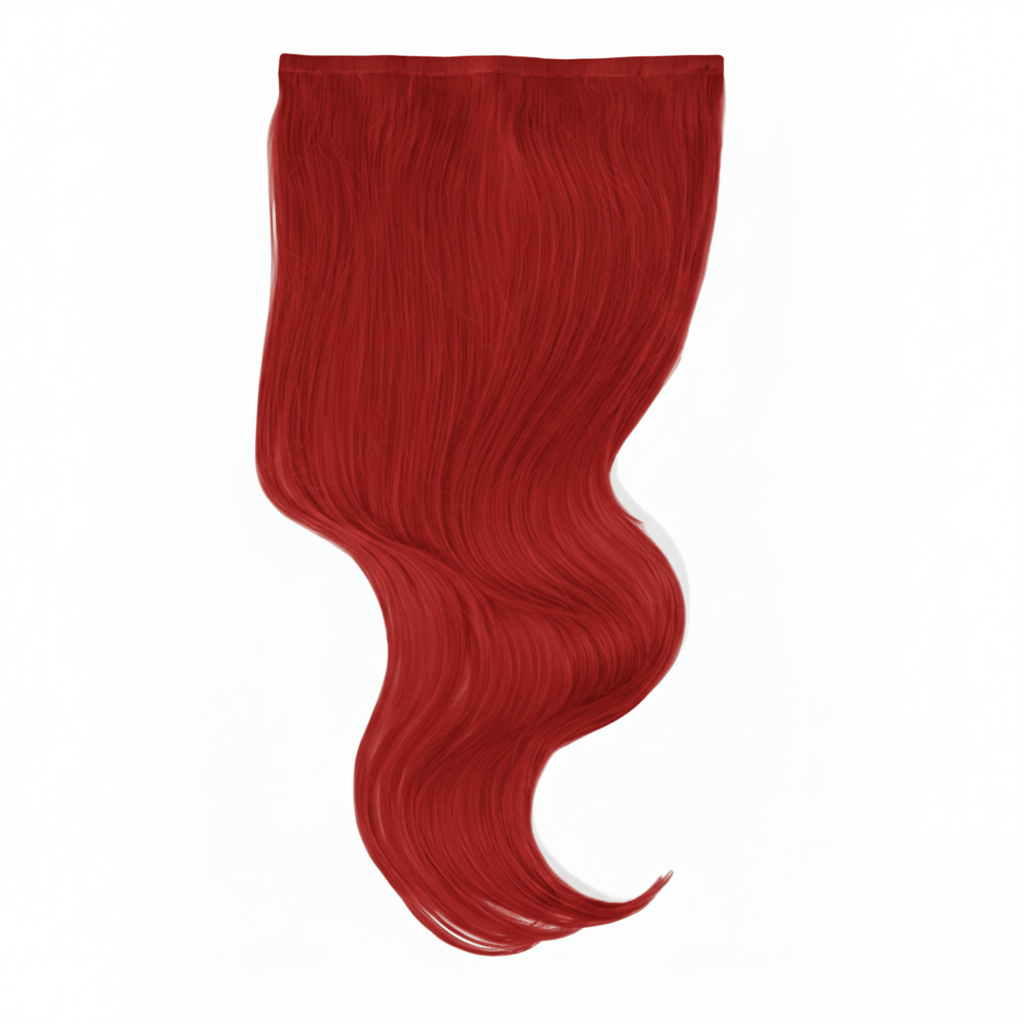 Extra Hair Extension Piece - Bright Red (FINAL SALE NO RETURNS) with smooth, vibrant, wavy texture for added volume