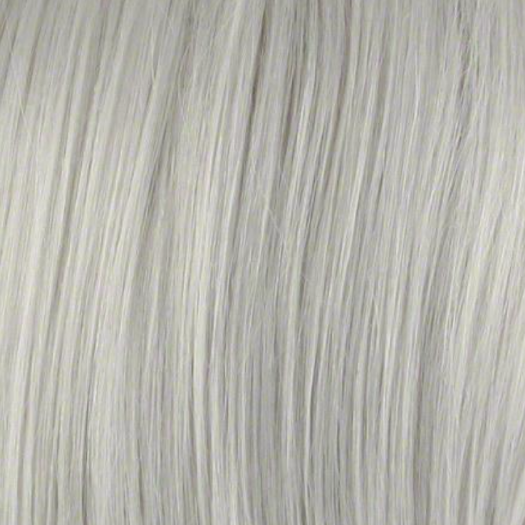 Extra Piece - #Silver showing smooth, natural-looking silver hair extension strands for seamless volume boost.