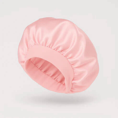 Muse Satin Sleep Bonnet - Pink with smooth satin fabric and elastic band designed for comfortable hair protection during sleep